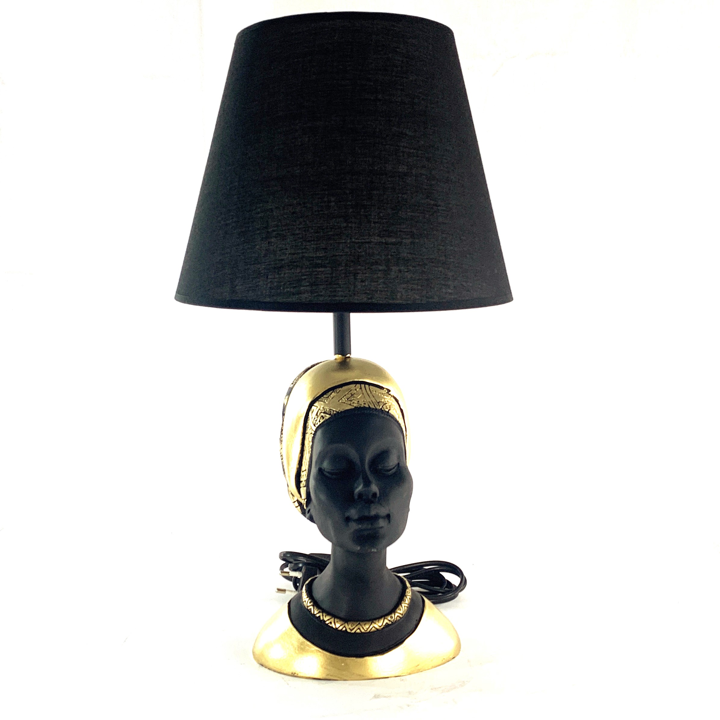 AB105-02 EŞARPLI KADIN ABAJUR GOLD SİYAH GOLD-SİYAH ŞAPKALI