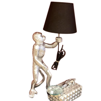 AB113-02 MAYMUN ABAJUR GÜMÜŞ-SİYAH ŞAPKALI